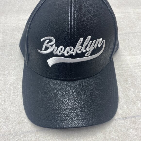 Brooklyn New York Baseball Cap Adjustable Hat Embroidered Logo Faux Leather - Picture 10 of 16
